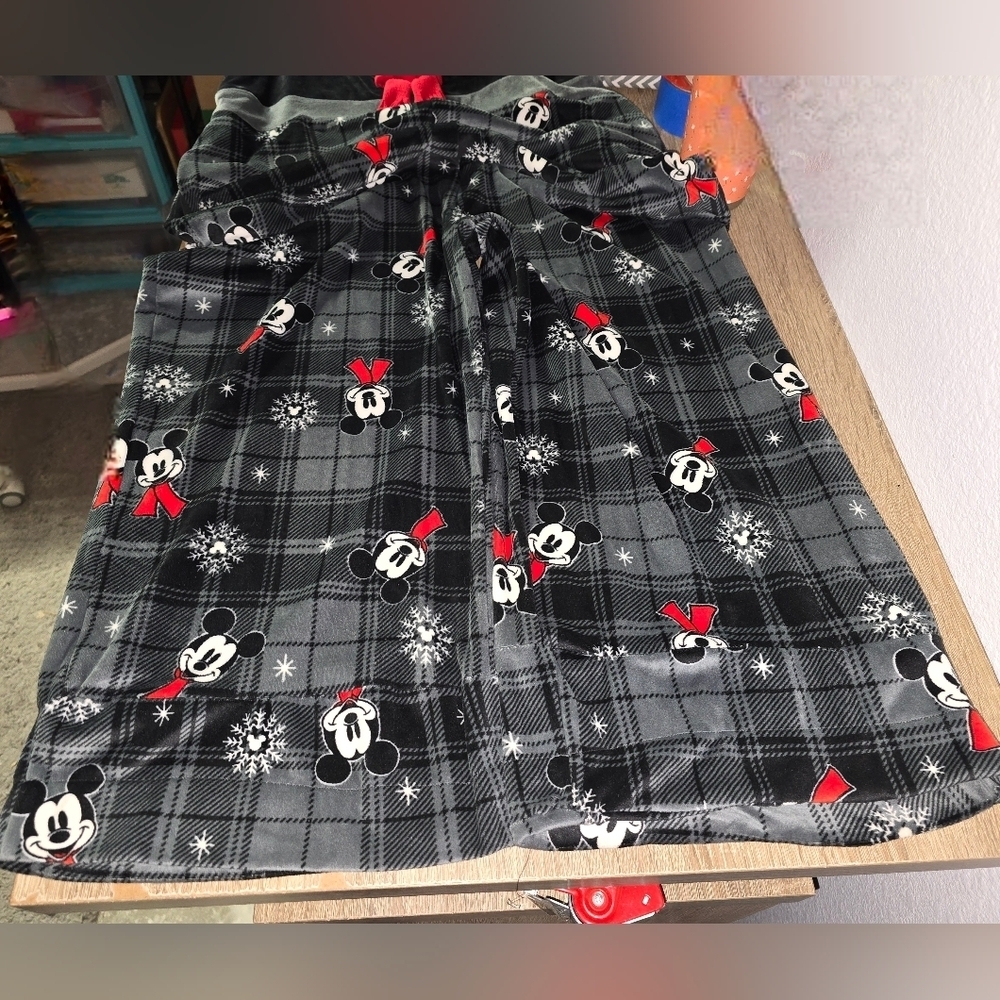 Disney Christmas Mickey Mouse Velour Jumpsuit PJ Pajama Overalls Junior's XL - Picture 7 of 10